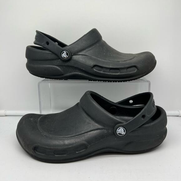 Crocs Shoes Mens 8 Bistro Clogs Black Slip On Mule Casual Round Toe Women 10 - Picture 1 of 7